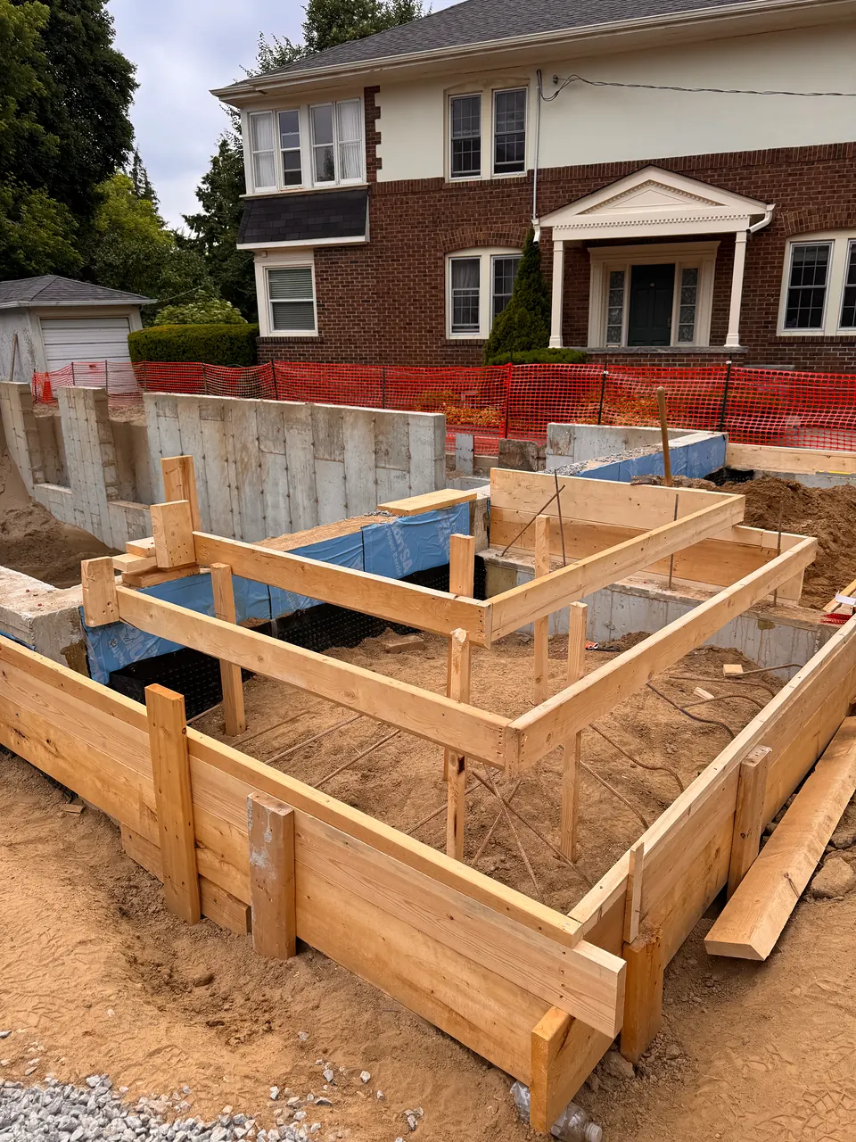 Footing forms set out on site