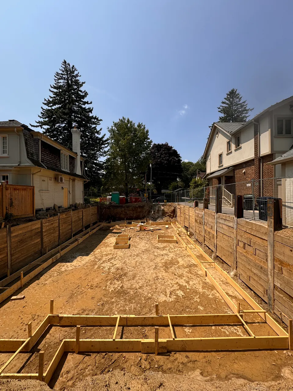 Excavation with forms in place