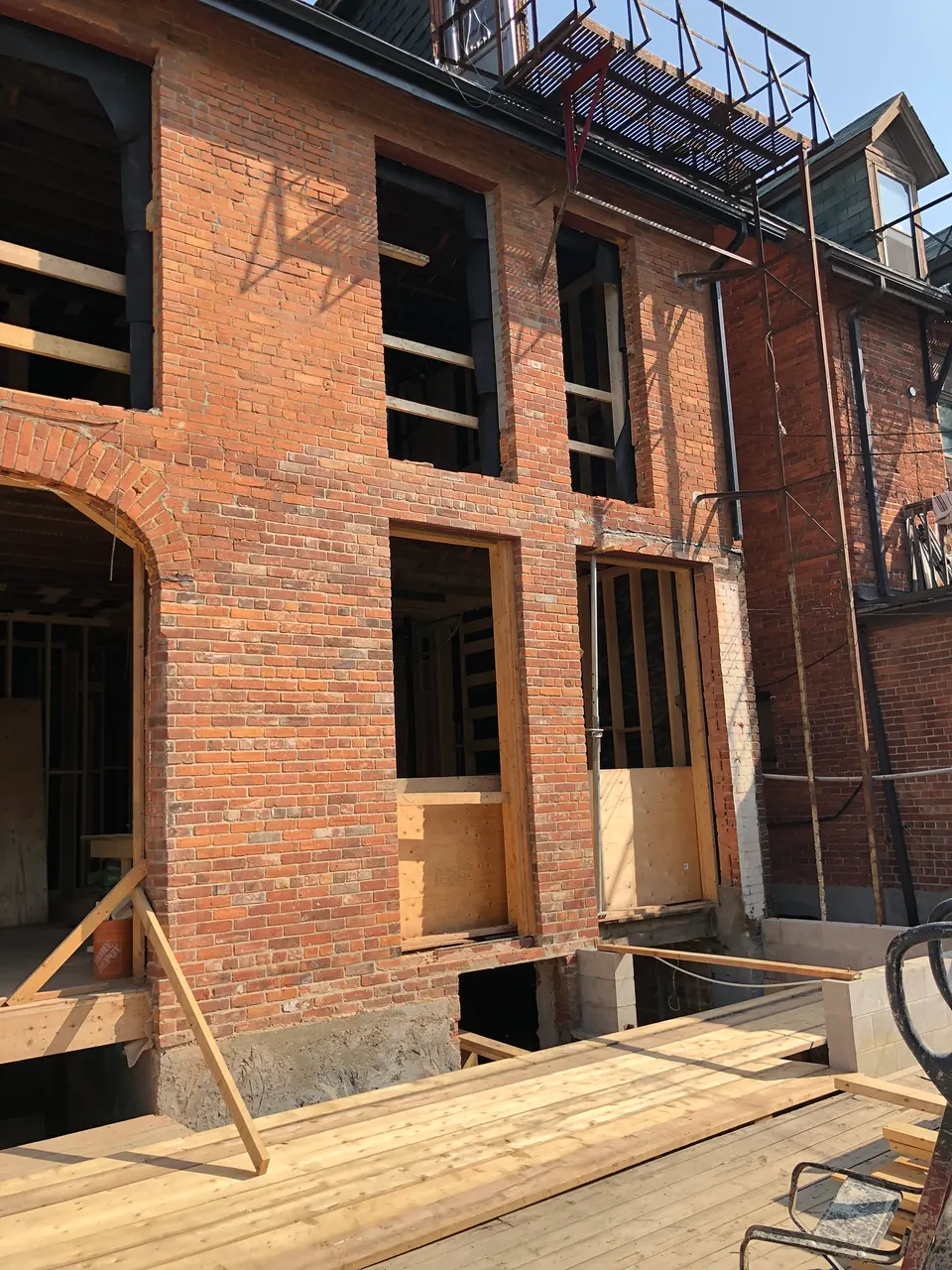 Brick shell opened up for renovation