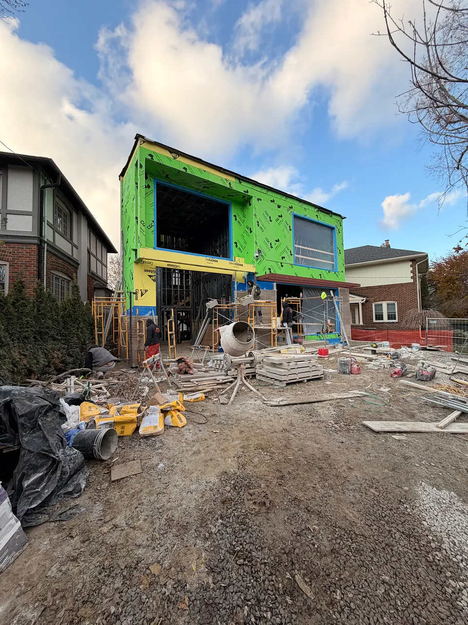 Sheathed house before cladding