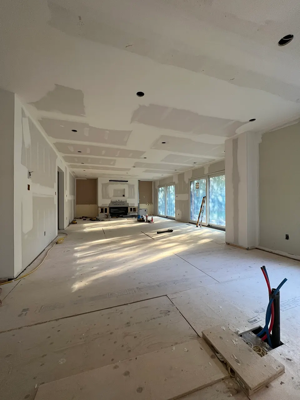 Open-plan floor at drywall stage