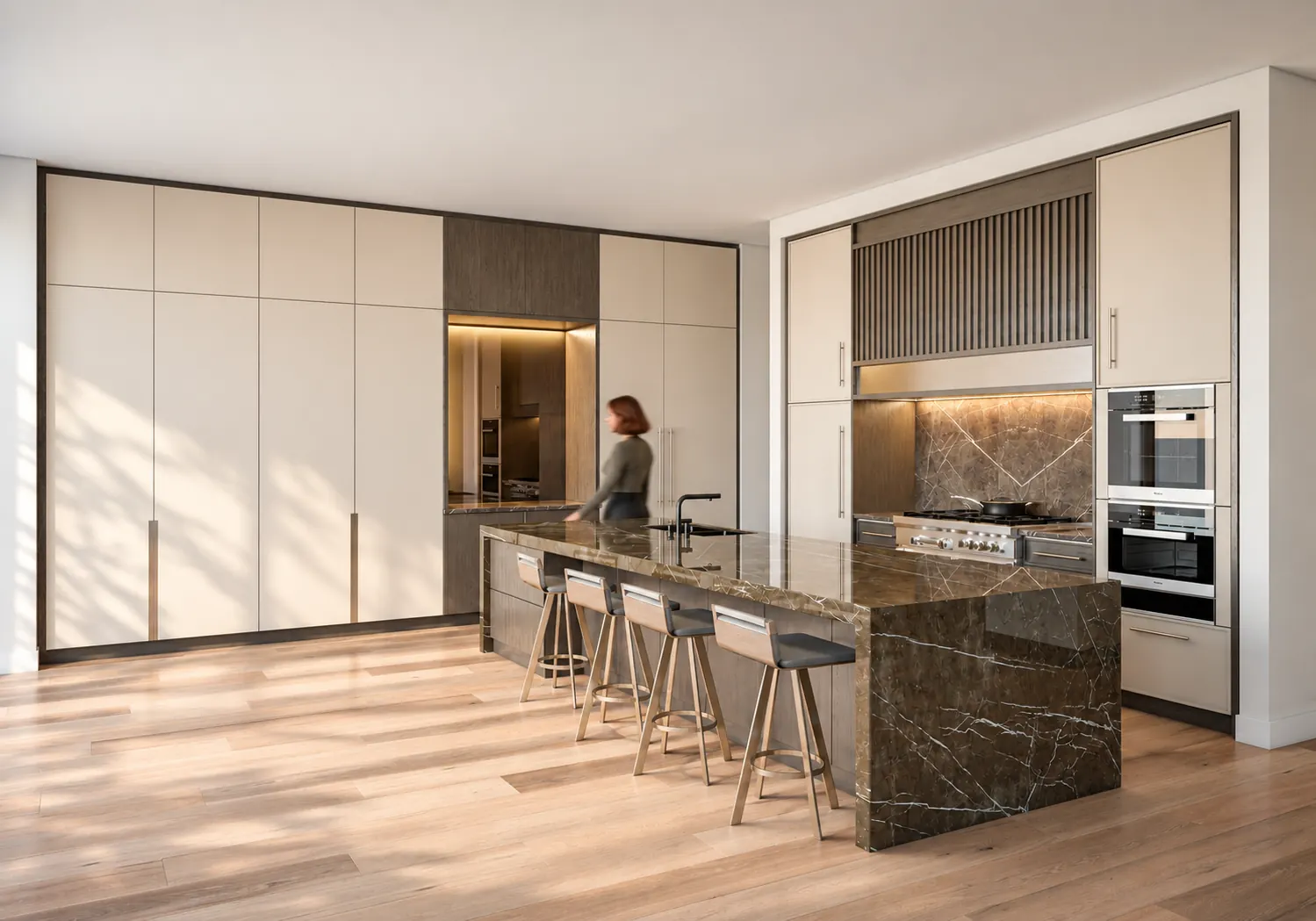 Kitchen with bronze millwork details