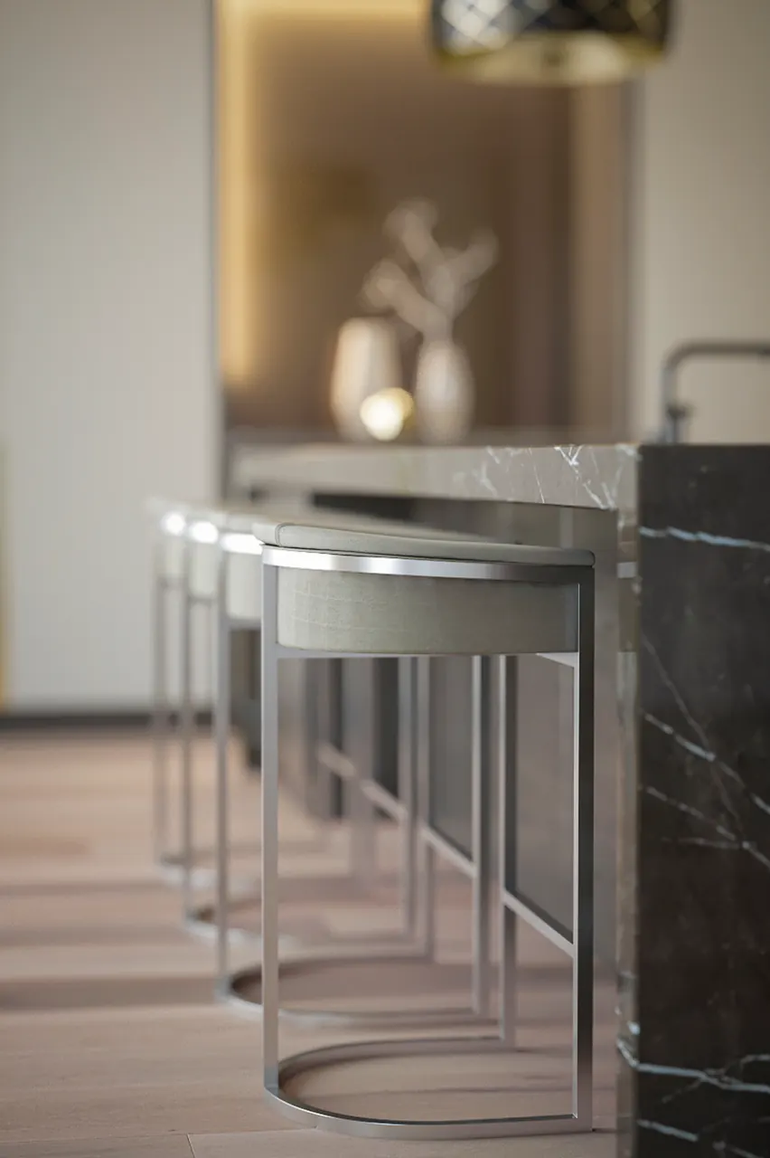 Counter stools at a stone island