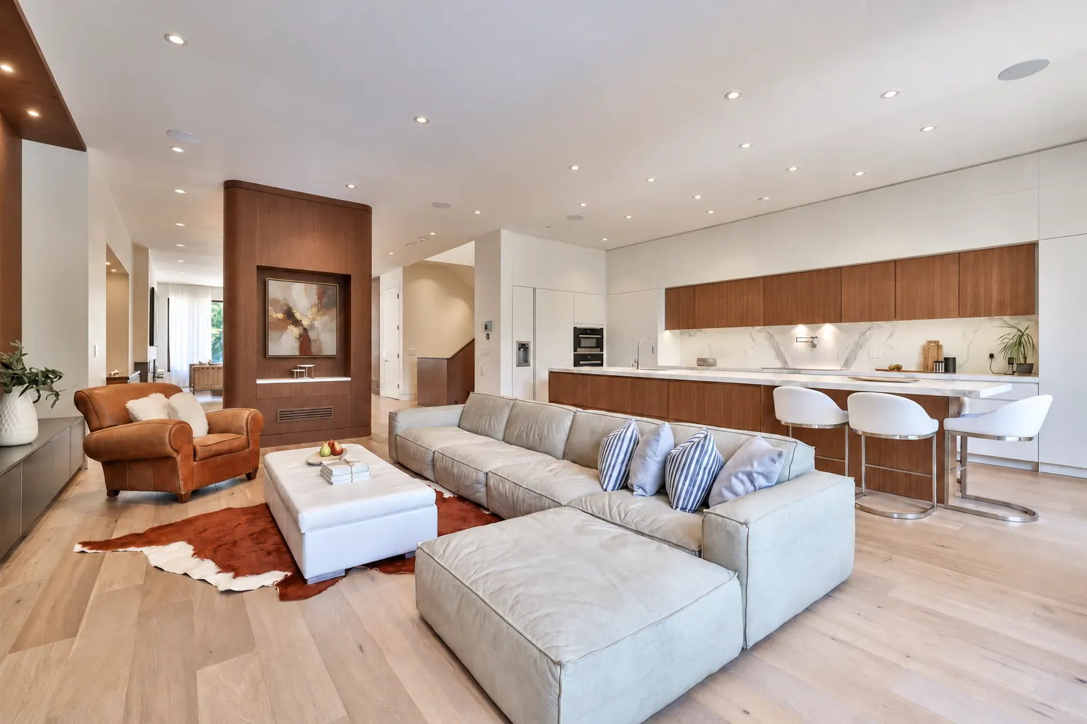 Family room open to the kitchen
