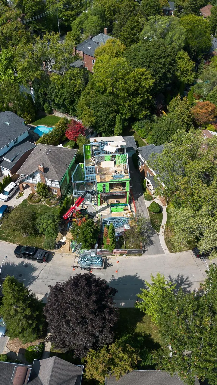 Overhead view of a lot on its street